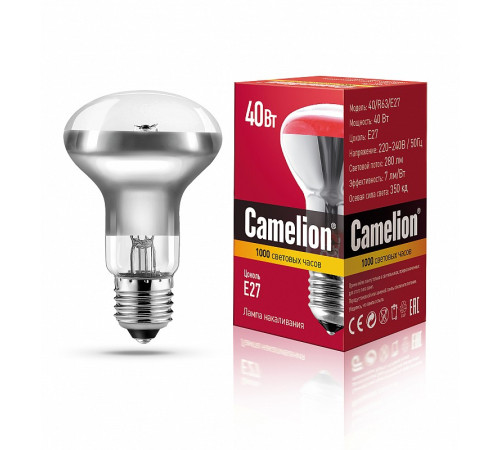 Лампа накаливания Camelion R63 40Вт Е27