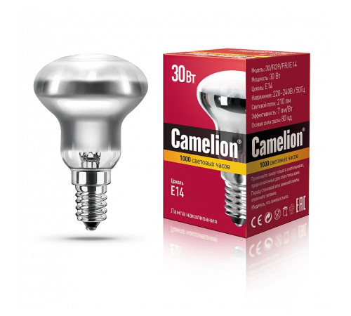 Лампа накаливания Camelion R39 30Вт Е14
