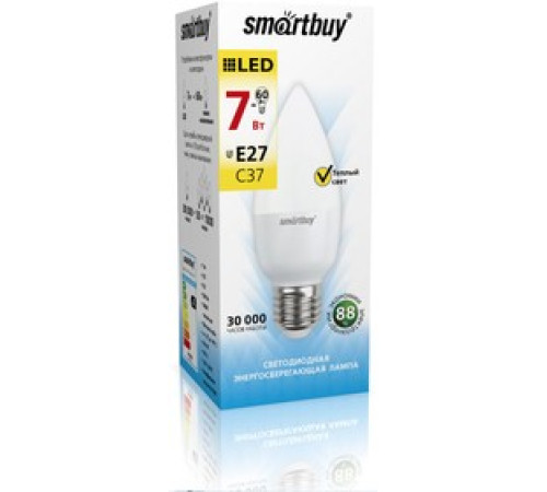 Лампа светод. Smartbuy 7Вт Е27 3000К свеча 