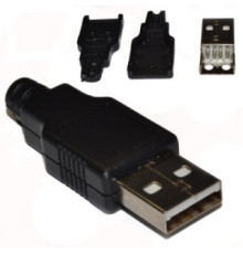 Штекер USB-A с корпусом /пайка/ пласт.кор.