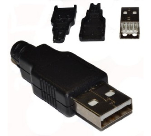Штекер USB-A с корпусом /пайка/ пласт.кор.