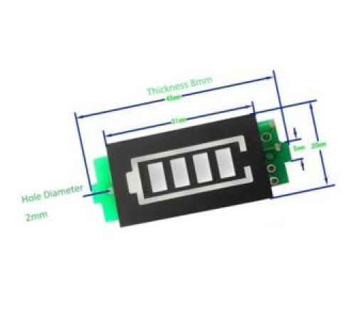 Индикатор зар.Li-ion аккум.7.4В 31х20х7мм.