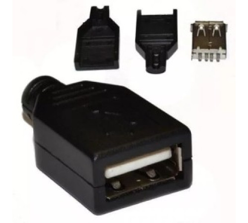 Гнездо USB с корпусом /пайка/ пласт.кор.