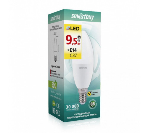 Лампа светод. Smart Buy 9.5Вт Е14 3000К свеча