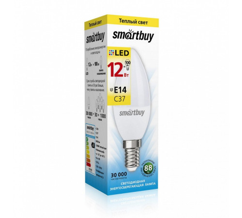 Лампа светод. Smartbuy 12Вт Е14 3000К свеча
