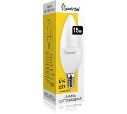 Лампа светод. Smartbuy 15Вт Е14 3000К свеча