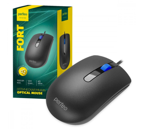Мышь провод. PERFEO FORT USB 3кн.безшумн.