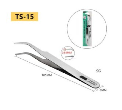 Пинцет угловой   TS-15 0.7мм  н/с