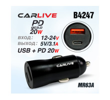 Зарядное уст-во автомоб. 1USB 5В/2.4А+PD20W