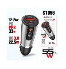 Зарядное уст-во автомоб. QC3.0+PD45W вольтметр